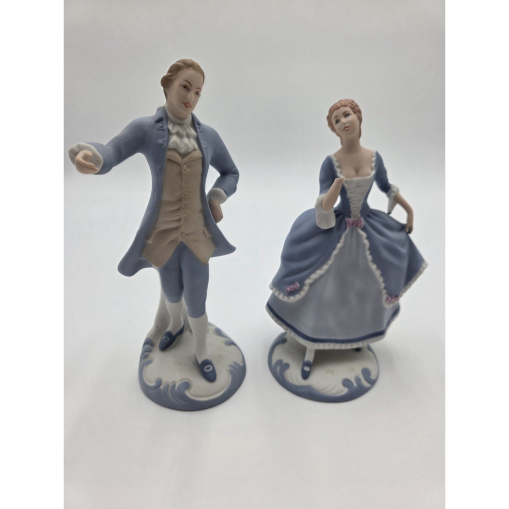 Vintage Czechoslovakia Porcelain Figurines Pair Courtship Royal D Triangle Mark